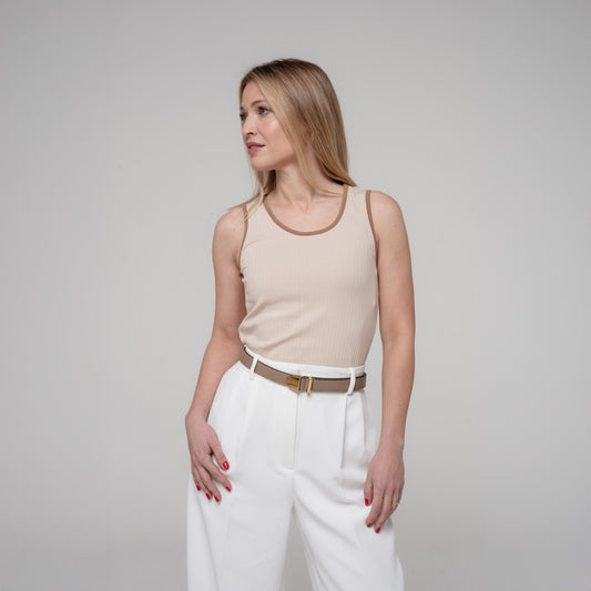 Two-Tone Ribbed Tank Top