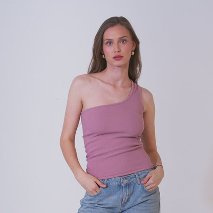 Ribbed One Shoulder Top