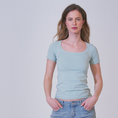 Cotton Jersey Short Sleeve T-Shirt Scoop Neck
